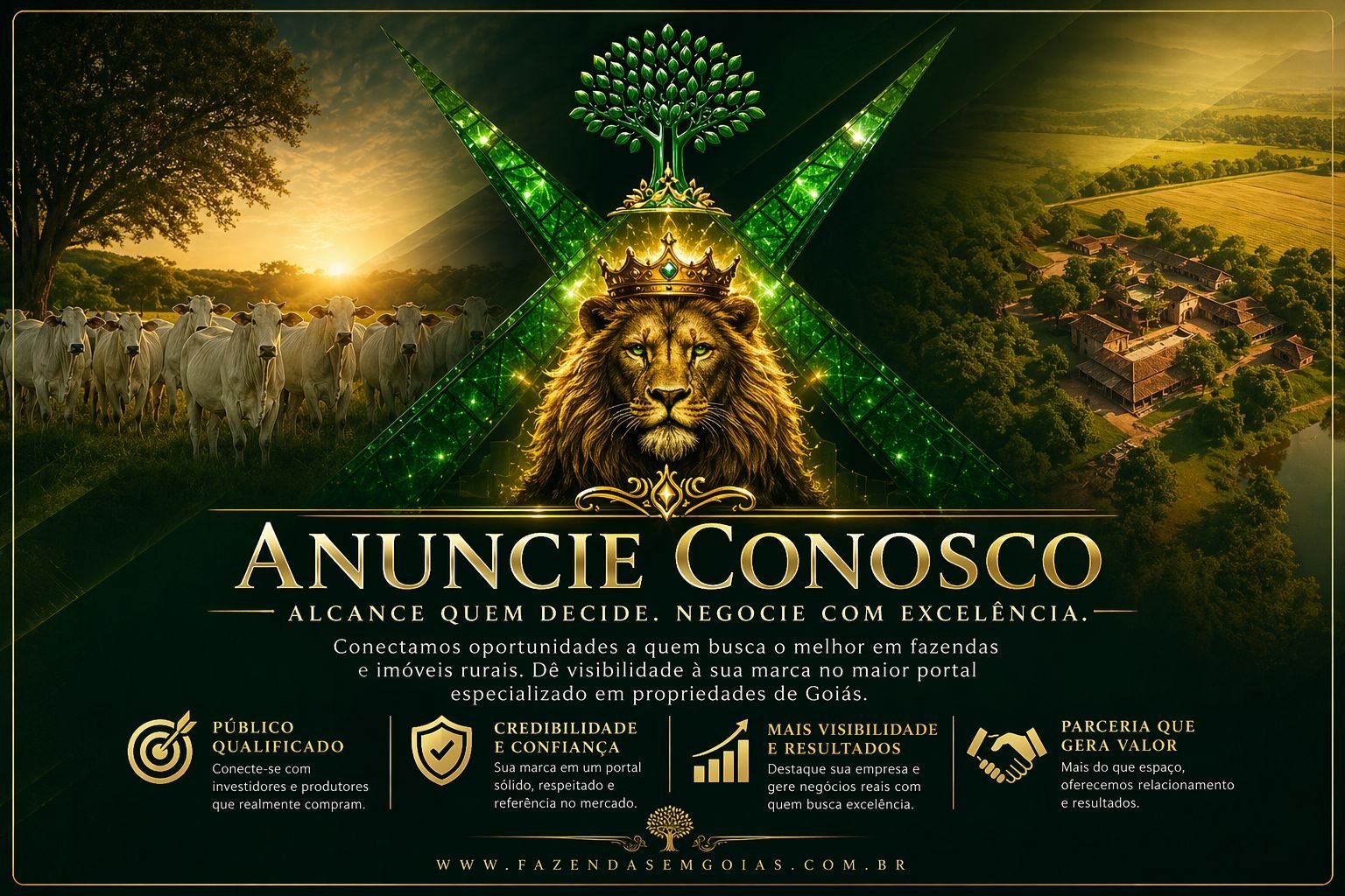 Portal Fazendas em Goiás para anúncios de propriedades rurais, fazendas e oportunidades no agronegócio.